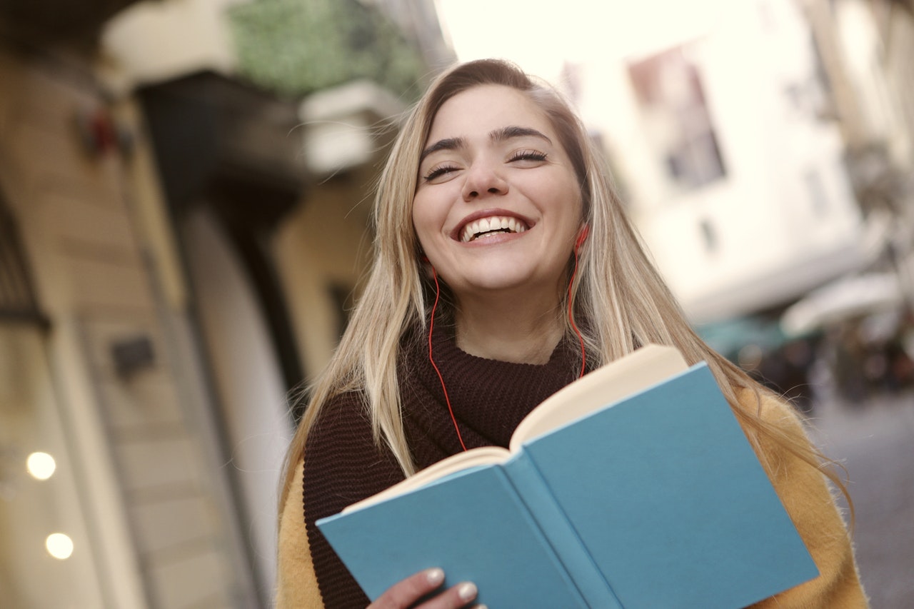 College student walking outside